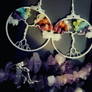 Chakra tree if life earrings